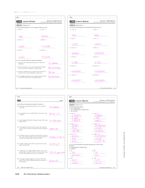 Lesson Master Answers Algebra 2  Form