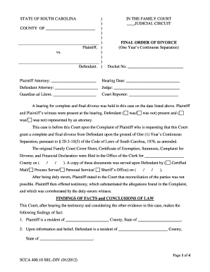  Divorce in Sc 2012-2024