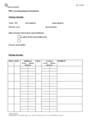 Pef Vuorokausiseurantalomake  Form