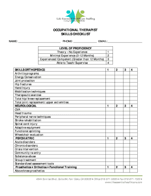 Occupational Therapy Competency Checklist  Form