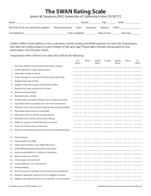 Swan Rating Scale PDF  Form