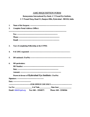 AMG REQUISITION FORM L V Prasad Eye Institute Eyebank Lvpei