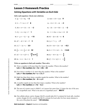 Lesson 4 Skills Practice Solve Two Step Equations  Form
