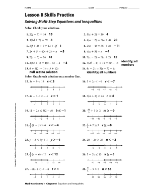 2 3 Skills Practice Solving Multi Step Equations  Form