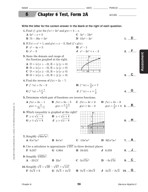 Test Form 2a Answers 6th Grade