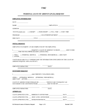 Request for Leave of Absence Form