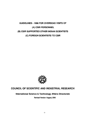 GUIDELINES for OVERSEAS VISITS of a CSIR PERSONNEL Nbri Res  Form