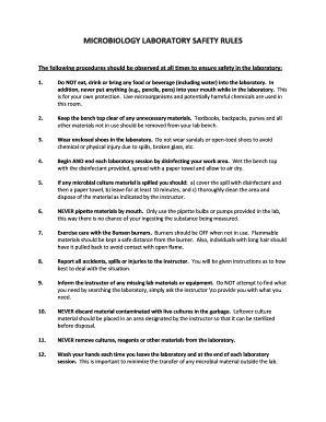 MICROBIOLOGY LABORATORY SAFETY RULES  Form