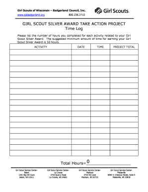 Silver Award Hours Log  Form