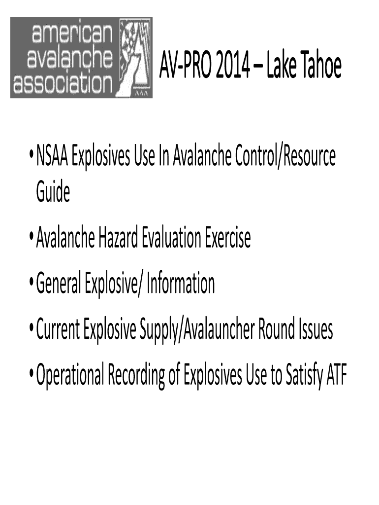 NSAA Explosives Use Guidelines and Avalanche Blasting Resource Guide  Form