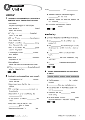 Unit 4 Progress Test a  Form