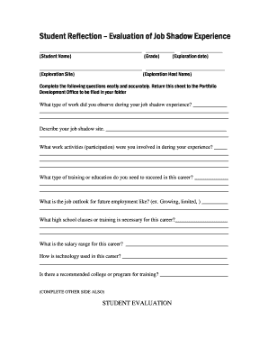 Job Shadow Evaluation Form