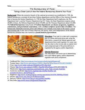 Bureaucracy of Pizza Answers Quizlet  Form