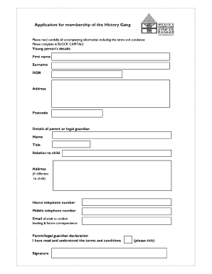 Gang Application  Form