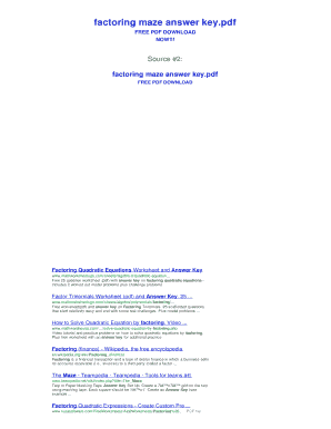 Factoring Trinomials Maze Advanced Answer Key  Form