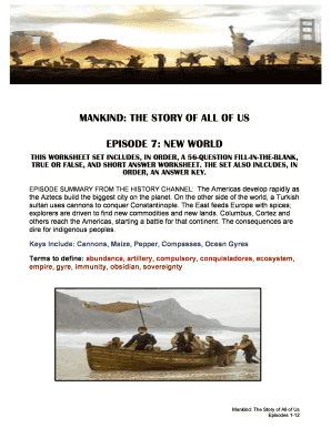 Mankind the Story of All of Us Episode 7 New World Worksheet Answers  Form