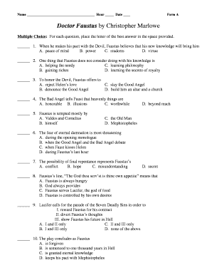 Doctor Faustus Mcqs with Answers PDF  Form