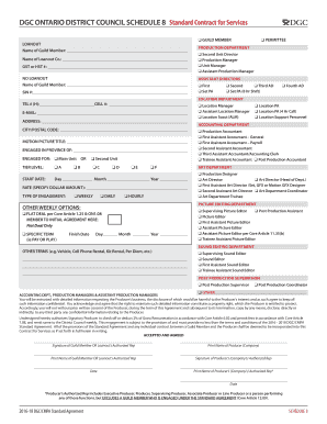 DGC OntariO DistriCt COunCil SCheDule 8 Standard Contract Dgc  Form