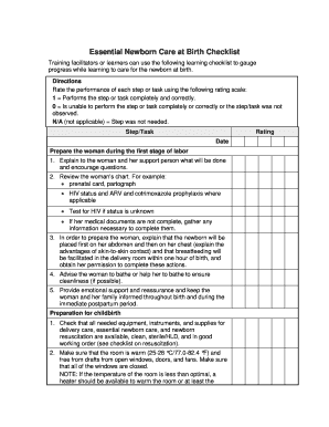 Essential Newborn Care at Birth Checklist  Form