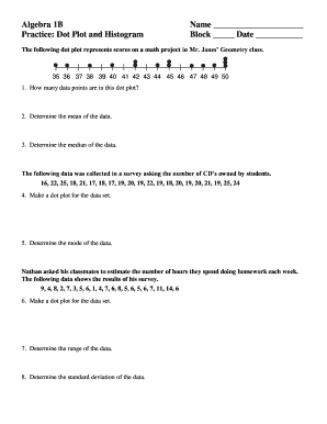 Histograms and Dot Plots Worksheet Answer Key  Form