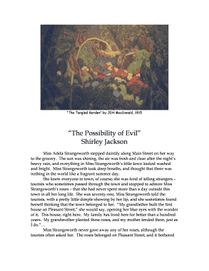 The Possibility of Evil Worksheet PDF  Form