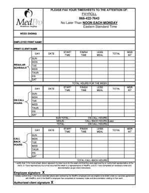 PLEASE FAX YOUR TIMESHEETS to the ATTENTION of  Form