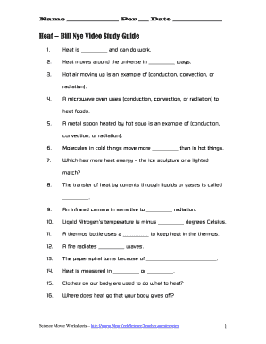 Bill Nye Heat Worksheet Answers PDF  Form