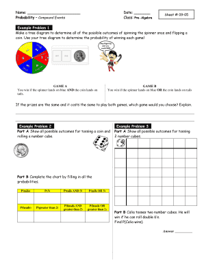 Sheet 09 05 Compound Events Pre Algebra Sewanhaka K12 Ny  Form