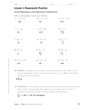 Solve Equations with Rational Coefficients Answers  Form