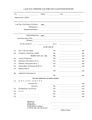 Non Gazetted Officer Certificate Format