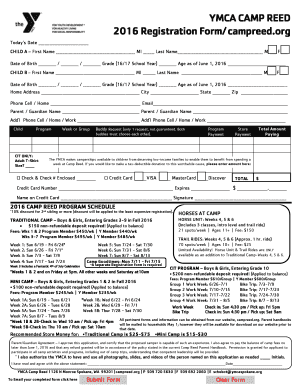 YMCA CAMP REED Registration Form Campreed Ymcaspokane