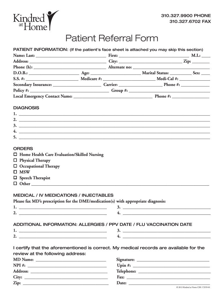 Home Health Referral Form Template