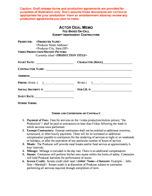 Actor Deal Memo  Form