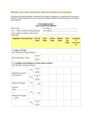 Sanitation Record Template  Form