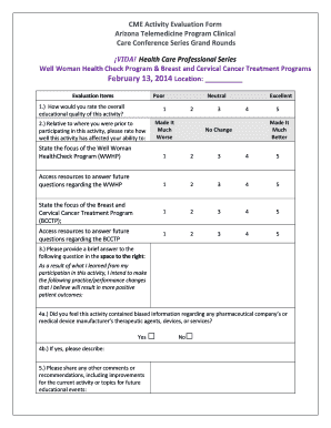 CME Activity Evaluation Form 2 13 14pdf Streaming Biocom Arizona