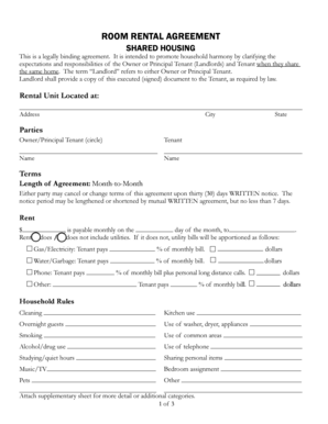  Room Rental Agreement for Shared Housing UCSC Community 2015