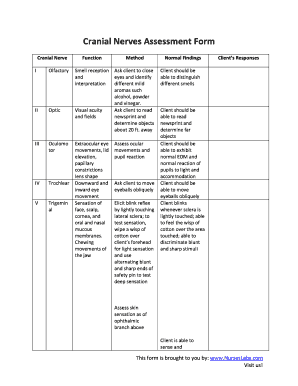 Cranial Nerves  Form