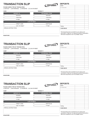 Transaction Slips  Form