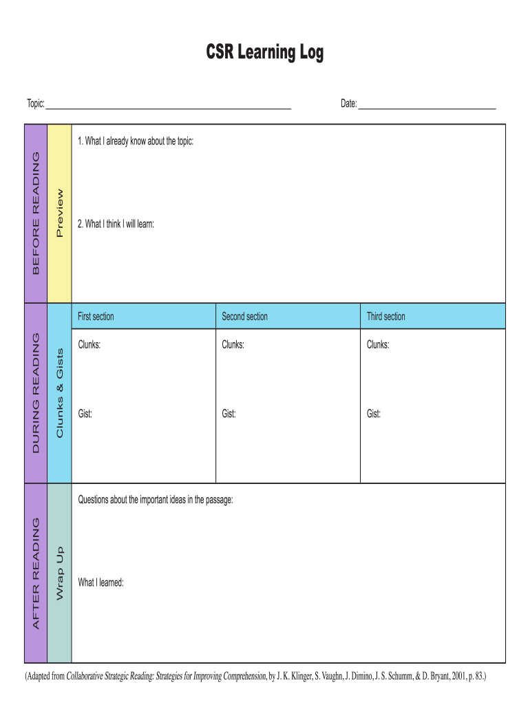 Csr Learning Log  Form