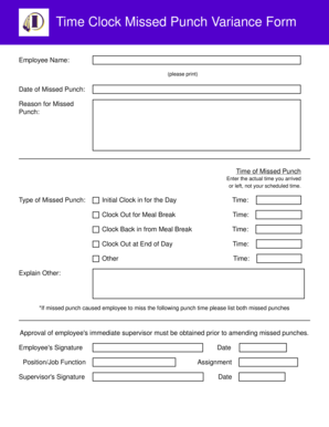 Time Clock Punch Form