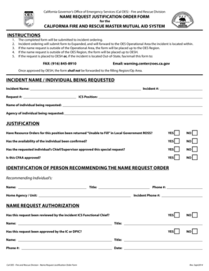 Oes Name Request Form
