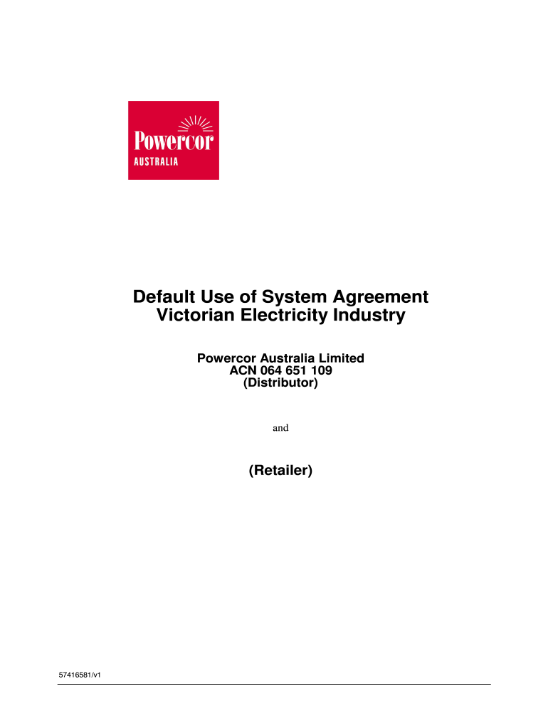 Default Use of System Agreement Victorian Electricity Industry Esc Vic Gov  Form