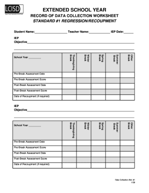 Regression Recoupment Data Collection Form