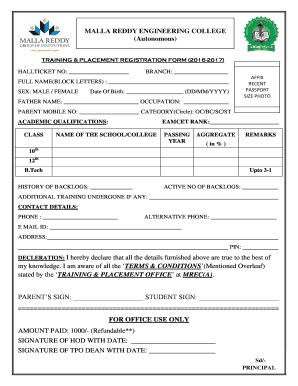 MALLA REDDY ENGINEERING COLLEGE Autonomous Mrec Ac  Form