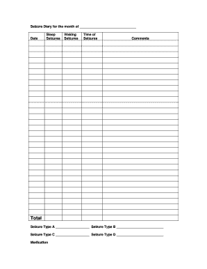 Seizure Diary Template  Form