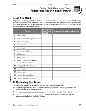 Chapter 4 Section 1 Answer Key  Form