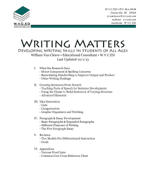 Writing Matters William Van Cleave PDF  Form