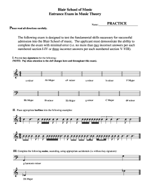 High School Music Theory Test PDF  Form