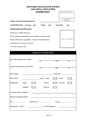 Kinnaird College Job Application Form