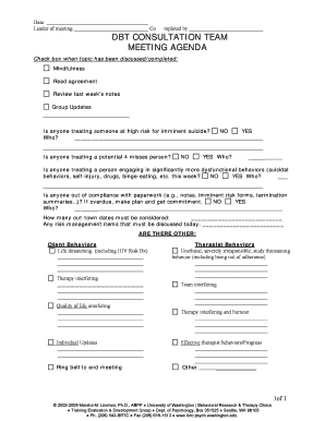 Dbt Consultation Team Agenda Template  Form